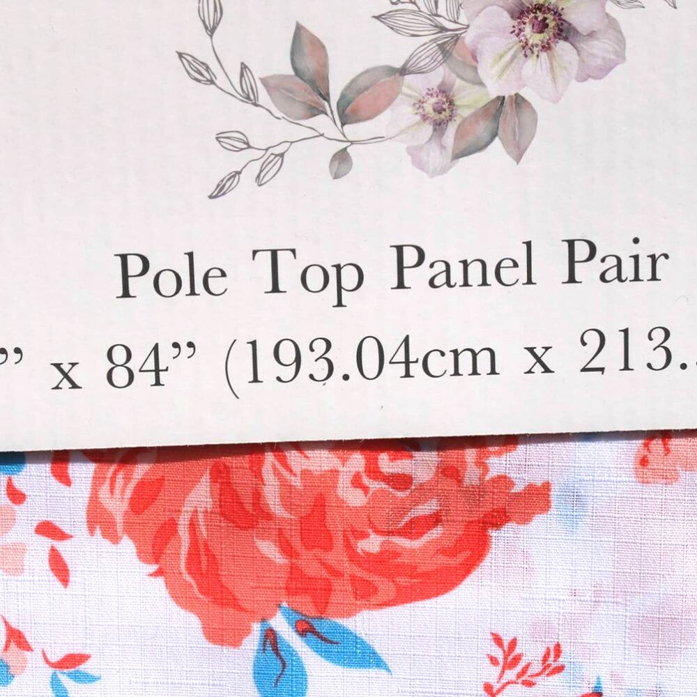 La Rosa Collection Vibrant Floral Curtain Panels 84" Pole Top - Picture 8 of 11